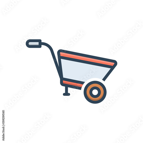 Color illustration icon for wheel barrow