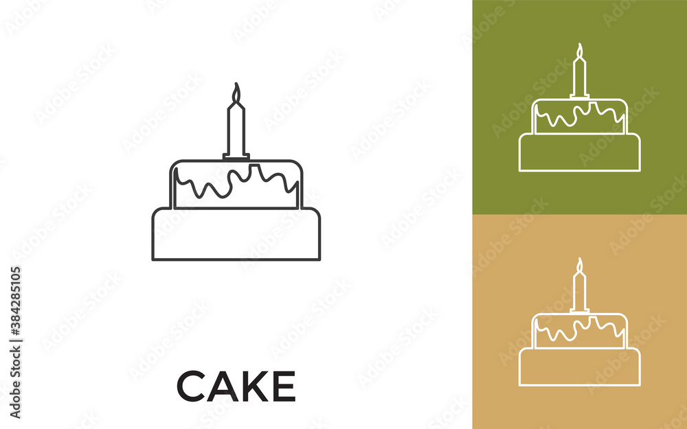 Editable Cake Thin Line Icon with Title. Useful For Mobile Application, Website, Software and Print Media. Editable Cake Thin Line Icon with Title. Useful For Mobile Application, Website, Software and Print Media.