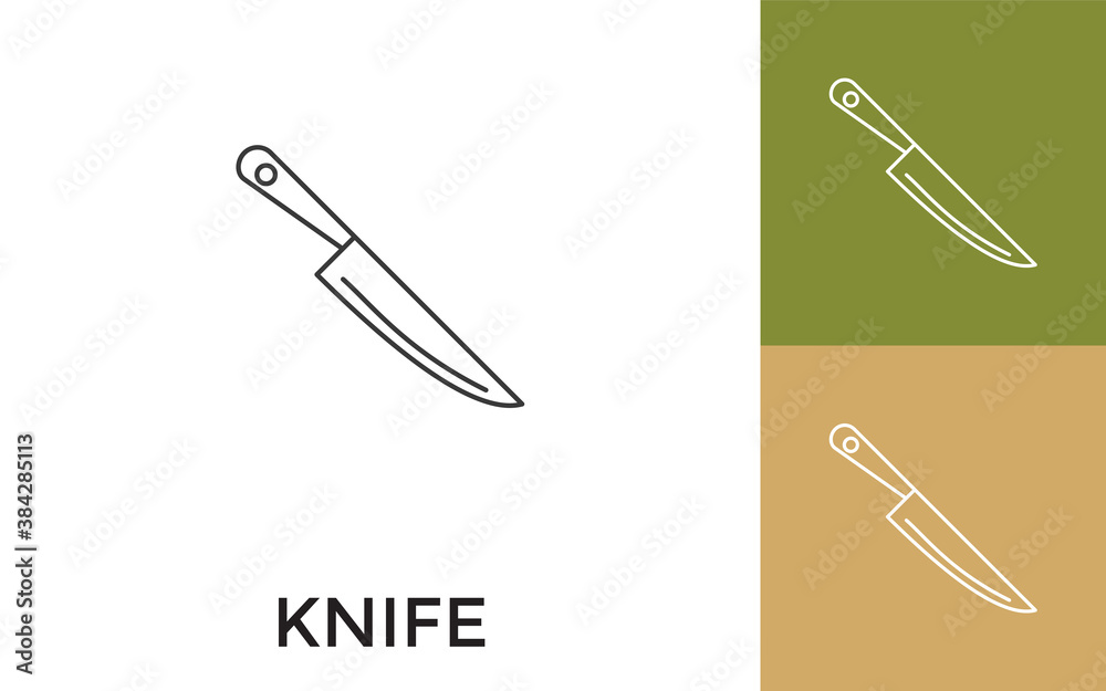 Editable Knife Thin Line Icon with Title. Useful For Mobile Application, Website, Software and Print Media.