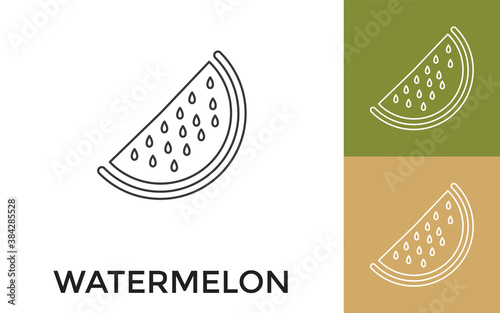 Editable Watermelon Thin Line Icon with Title. Useful For Mobile Application, Website, Software and Print Media.