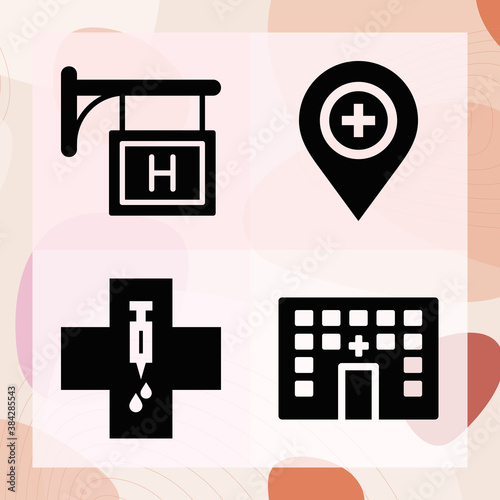 Simple set of medical institution related filled icons