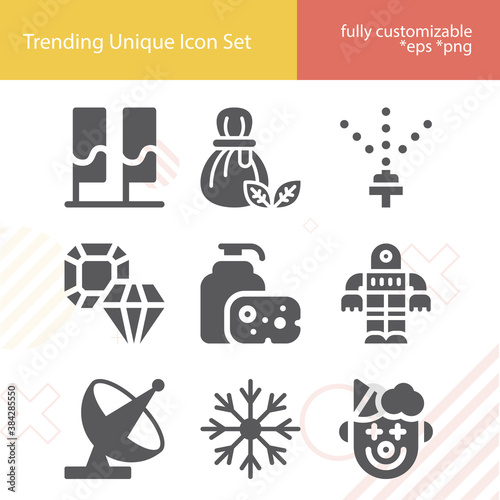 Simple set of clear related filled icons.