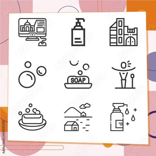 Simple set of 9 icons related to opera