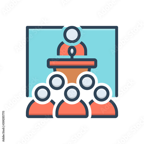 Color illustration icon for seminar