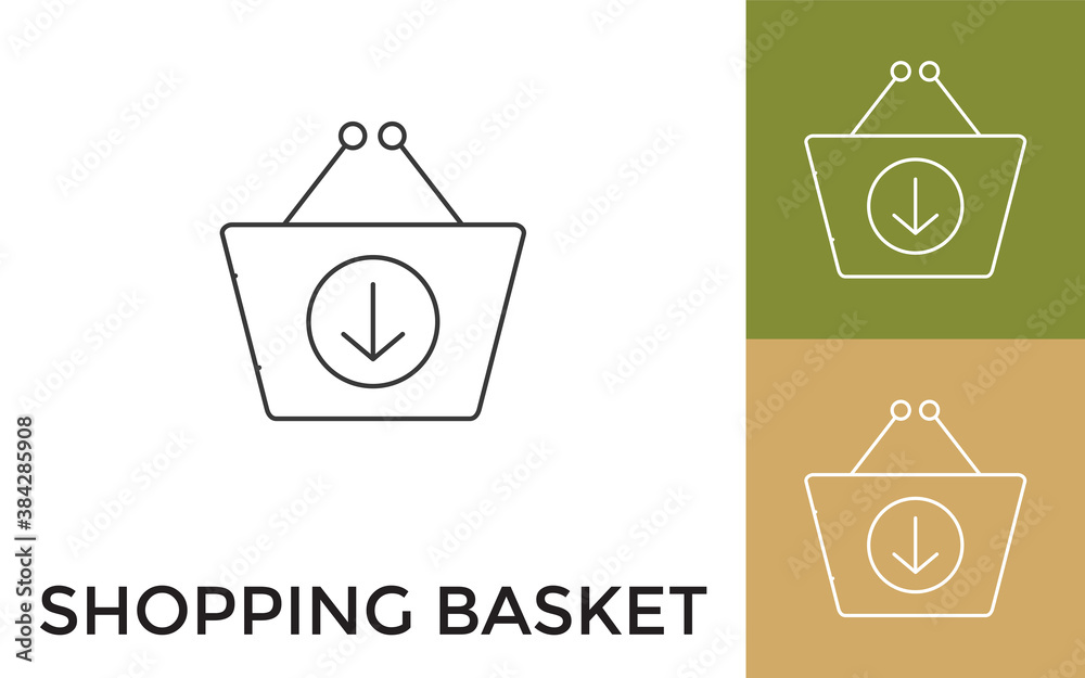 Editable Shopping Basket Thin Line Icon with Title. Useful For Mobile Application, Website, Software and Print Media. Editable Shopping Basket Thin Line Icon with Title. Useful For Mobile Application, Website, Software and Print Media.