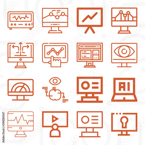 16 pack of observing  lineal web icons set