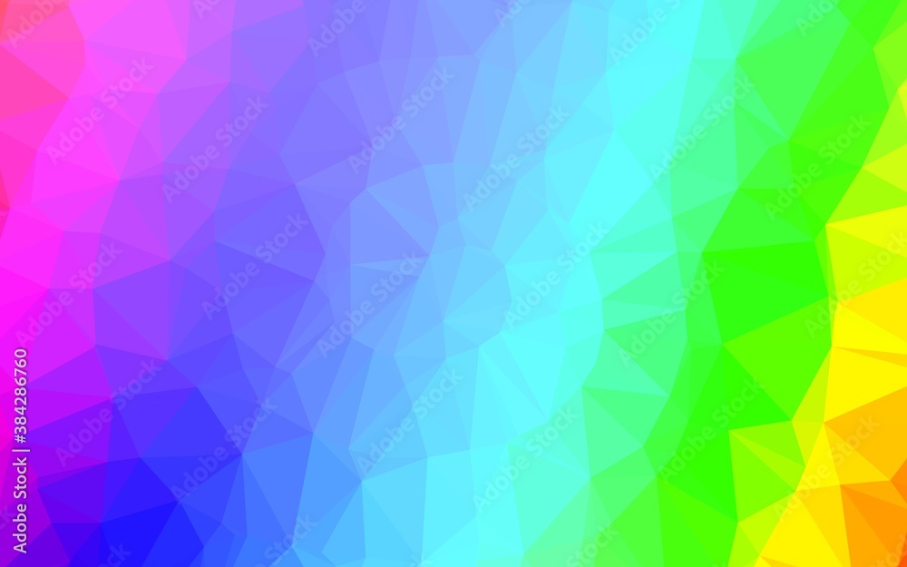 Light Multicolor, Rainbow vector shining triangular background.