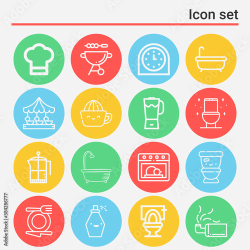 16 pack of steel  lineal web icons set