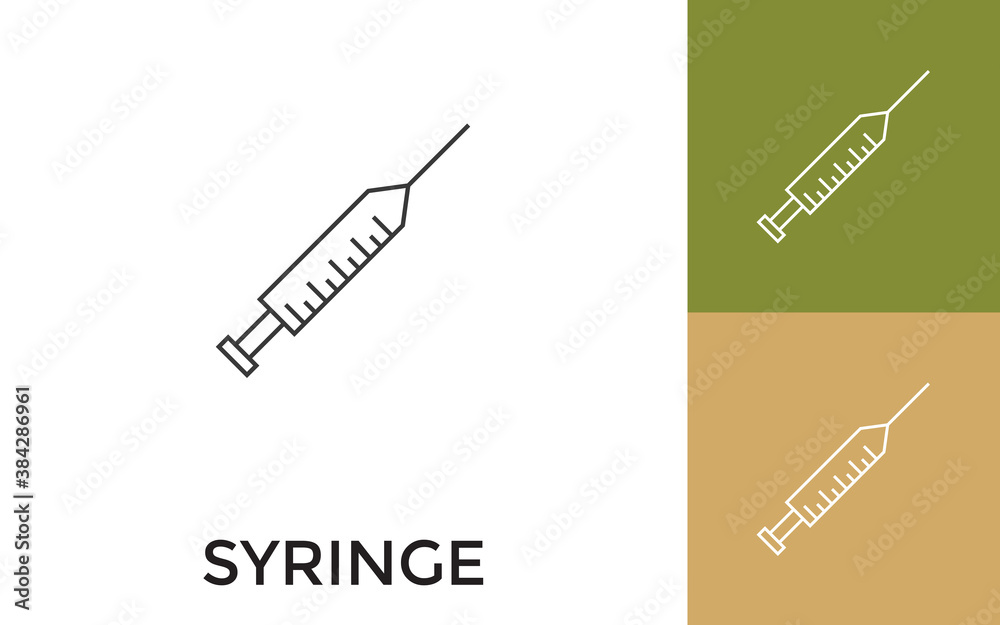Editable Syringe Thin Line Icon with Title. Useful For Mobile Application, Website, Software and Print Media. Editable Syringe Thin Line Icon with Title. Useful For Mobile Application, Website, Software and Print Media.