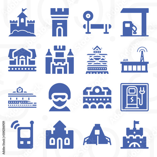 16 pack of fort  filled web icons set