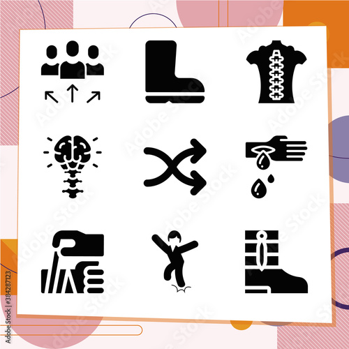 Simple set of 9 icons related to spur