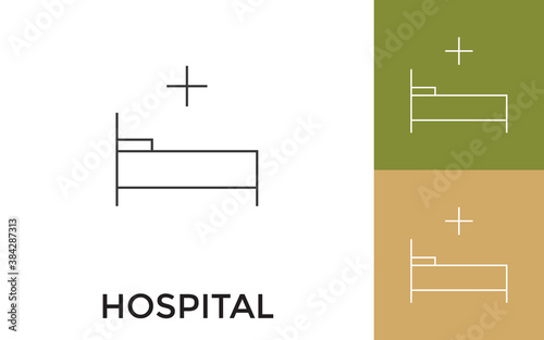 Editable Hospital Thin Line Icon with Title. Useful For Mobile Application, Website, Software and Print Media.