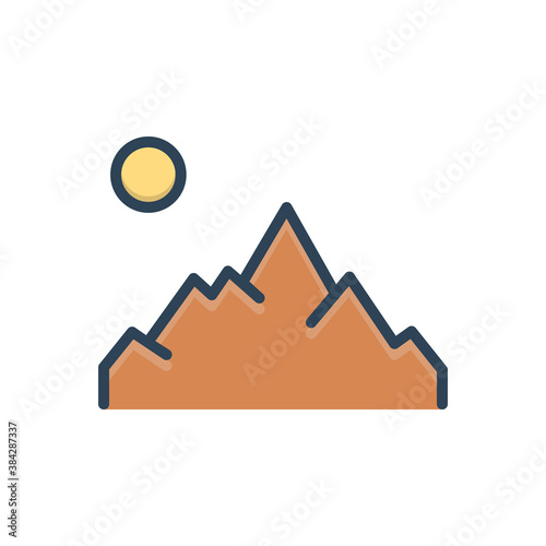 Color illustration icon for mountain