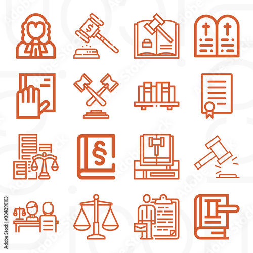16 pack of statutes  lineal web icons set