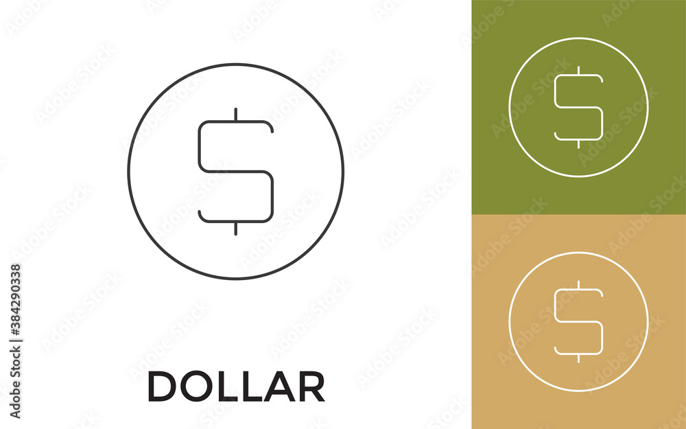 Editable Dollar Thin Line Icon with Title. Useful For Mobile Application, Website, Software and Print Media. Editable Dollar Thin Line Icon with Title. Useful For Mobile Application, Website, Software and Print Media.