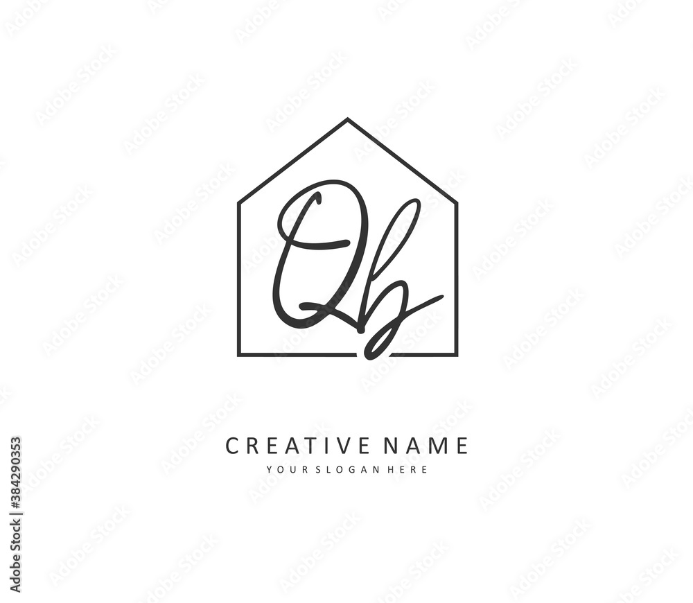 Q B QB Initial letter handwriting and signature logo. A concept handwriting initial logo with template element. Q B QB Initial letter handwriting and signature logo. A concept handwriting initial logo with template element.