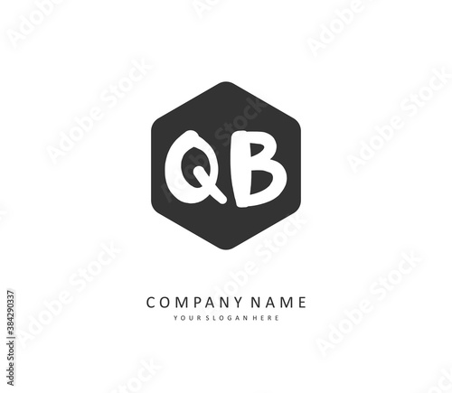 Q B QB Initial letter handwriting and signature logo. A concept handwriting initial logo with template element.