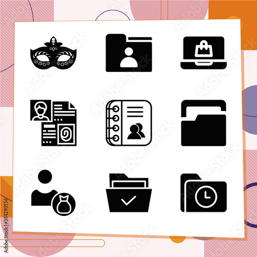 Simple set of 9 icons related to mock