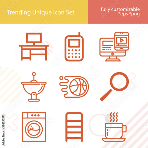 Simple set of activity related lineal icons.
