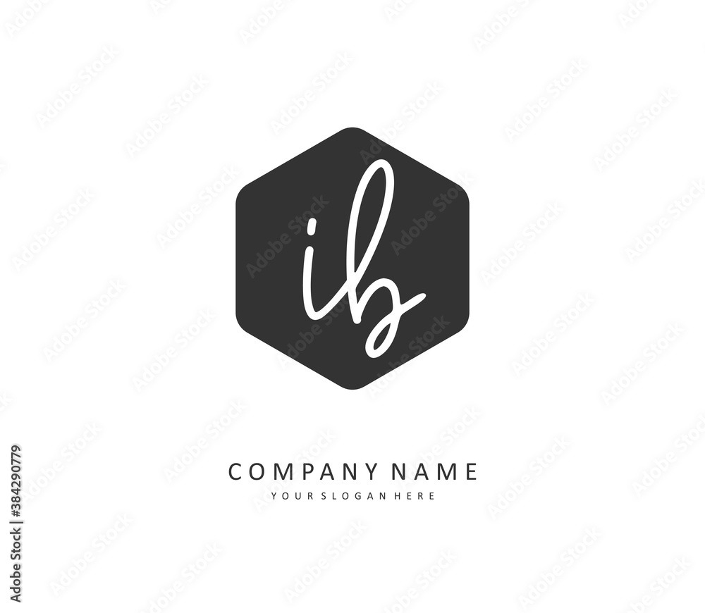 IB Initial letter handwriting and signature logo. A concept handwriting initial logo with template element.