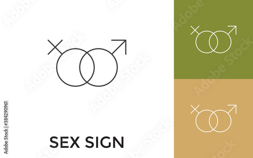 Editable Sex Sign Thin Line Icon with Title. Useful For Mobile Application, Website, Software and Print Media.