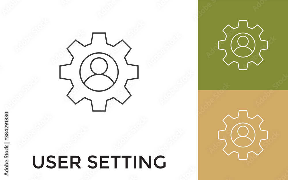 Editable User Setting Thin Line Icon with Title. Useful For Mobile Application, Website, Software and Print Media. Editable User Setting Thin Line Icon with Title. Useful For Mobile Application, Website, Software and Print Media.