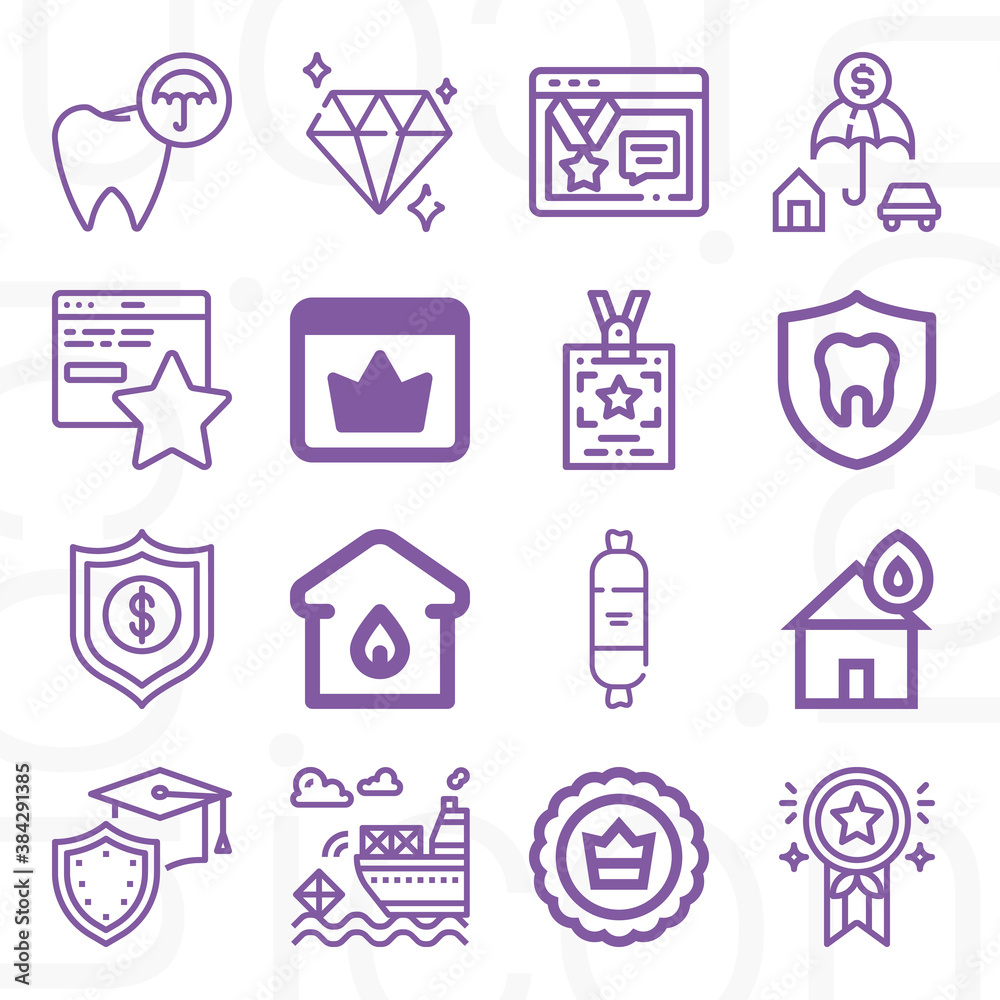 16 pack of insured lineal web icons set 16 pack of insured lineal web icons set