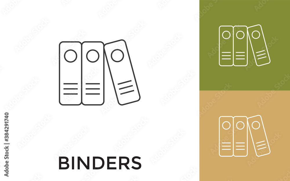 Editable Binders Thin Line Icon with Title. Useful For Mobile Application, Website, Software and Print Media. Editable Binders Thin Line Icon with Title. Useful For Mobile Application, Website, Software and Print Media.