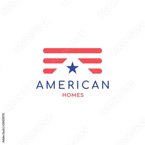 American Flag home house logo icon vector