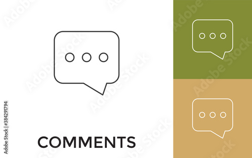 Editable Comments Thin Line Icon with Title. Useful For Mobile Application, Website, Software and Print Media.