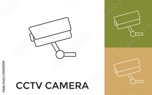 Editable CCTV Camera Thin Line Icon with Title. Useful For Mobile Application, Website, Software and Print Media.