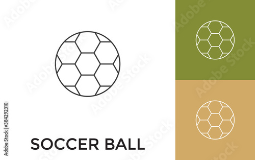 Editable Soccer Ball Thin Line Icon with Title. Useful For Mobile Application, Website, Software and Print Media.
