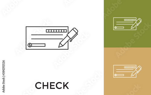 Editable Check Thin Line Icon with Title. Useful For Mobile Application, Website, Software and Print Media.