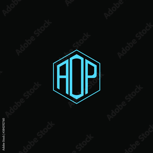 AOP letter icon design on black background.  Creative letter AOP/A O P logo design. AOP initials Logo design
