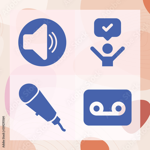 Simple set of microphone related filled icons