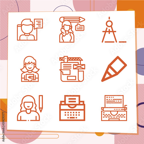 Simple set of 9 icons related to publishers