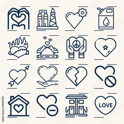 Simple set of cardiac muscle related lineal icons.