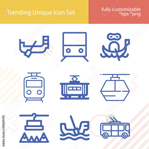 Simple set of explicitly related lineal icons.