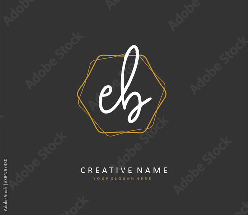 EB Initial letter handwriting and signature logo. A concept handwriting initial logo with template element.