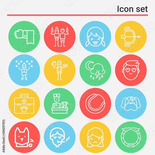 16 pack of lad  lineal web icons set