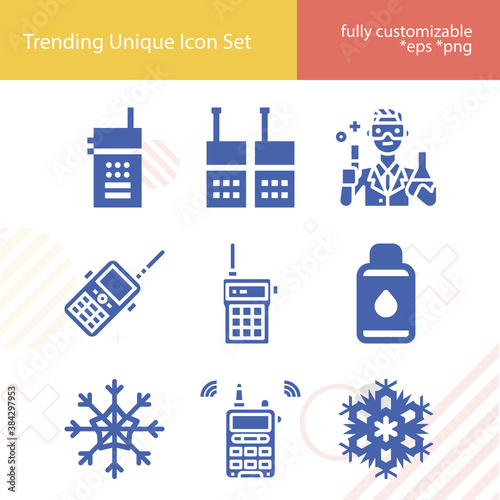 Simple set of oscillator related filled icons.