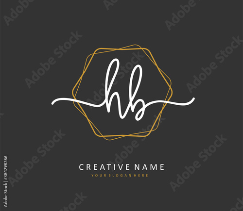 H B HB Initial letter handwriting and signature logo. A concept handwriting initial logo with template element.