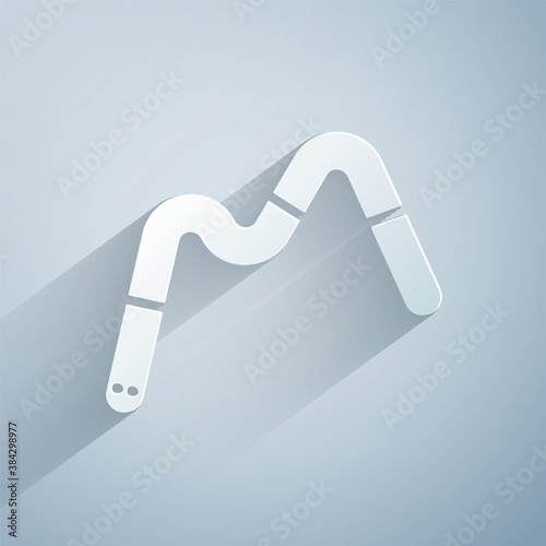 Paper cut Jelly worms candy icon isolated on grey background. Paper art style. Vector.