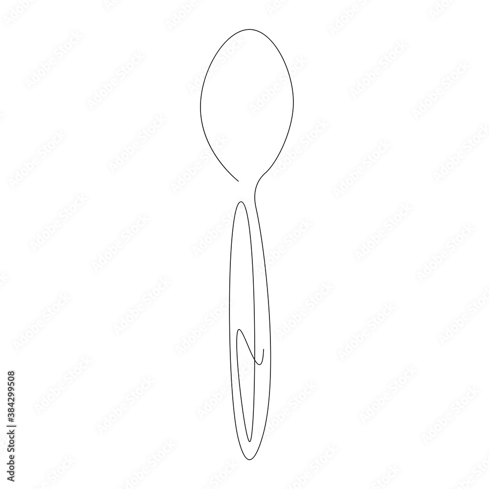 Spoon line drawing, vector illustration Spoon line drawing, vector illustration