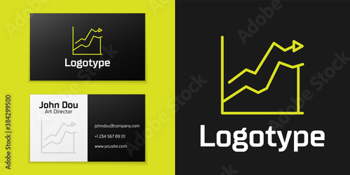 Logotype line Oil price increase icon isolated on black background. Oil industry crisis concept. Logo design template element. Vector Illustration.
