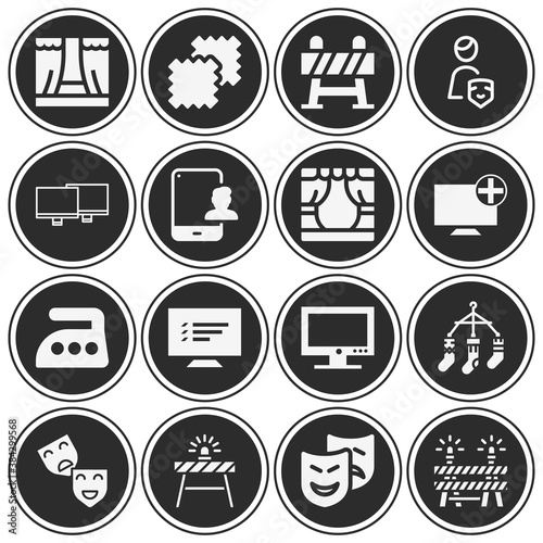 16 pack of curtain  filled web icons set