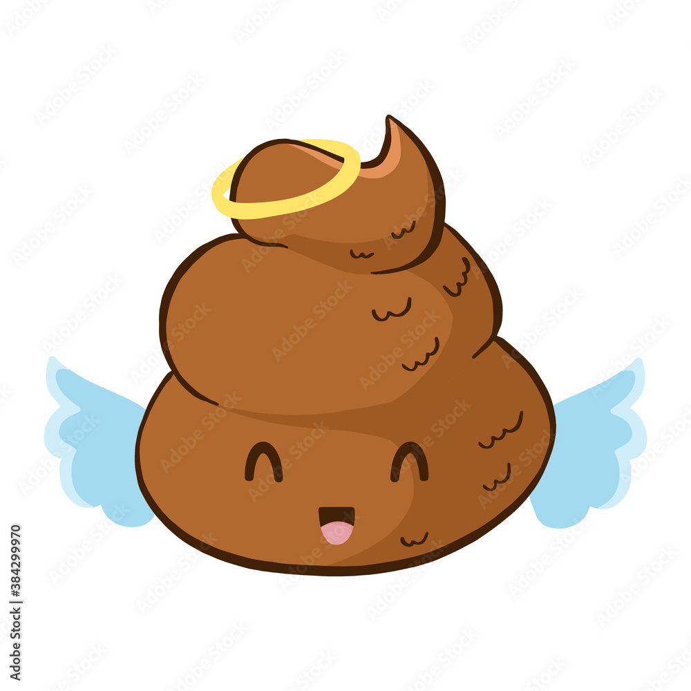 Vector cute happy angel poop emoji. Vector cute happy angel poop emoji.
