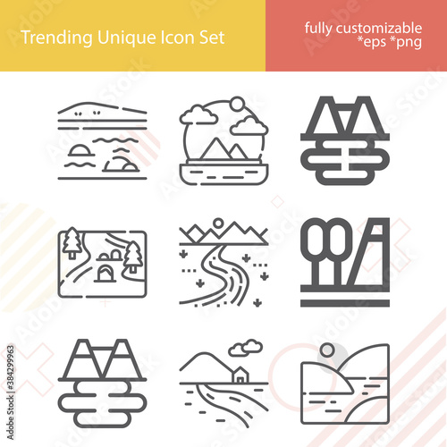 Simple set of water system related lineal icons.