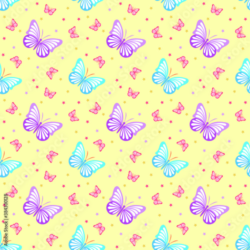 Seamless pattern with butterfly. Vector texture illustration.