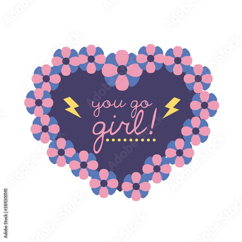 you go girl feminism lettering flat style icon